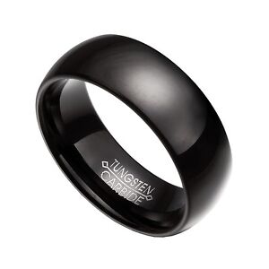 Black Tungsten Carbide 5mm Comfort Fit Wedding Band Rings Half Size 4-12 TG50