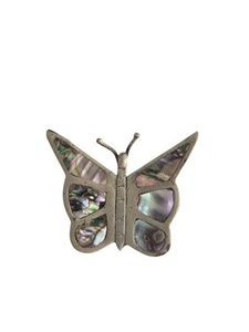 Hecho en Mexico Sterling Silver and Abalone Butterfly Brooch - Picture 1 of 4