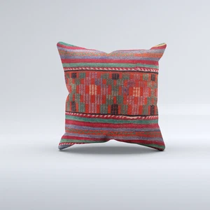 Vintage Turkish Kilim Cushion Cover 60x60 cm Square Wool Large Pillowcase 66542 - Picture 1 of 4