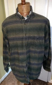Vintage Woolrich Flannel Mens 2XL Blue Green Wool Pockets Outdoors Fishing - Picture 1 of 12