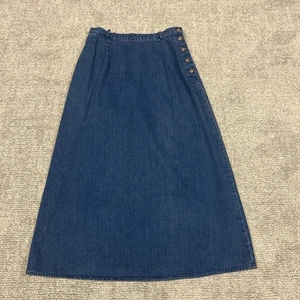 Falda vaquera Talbots para mujer 8 azul algodón larga modesta vintage midi botón lateral - Imagen 1 de 7