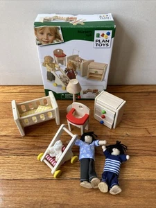 Plan Toys Wooden Dolls House Nursery & Toys SET + People CLEAN (PLEASE READ!) - Picture 1 of 10