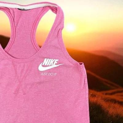Nike Racerback Running Top Women M Tank Pink Sleeveless Athletic Shirt Swoosh - Image 1 of 4