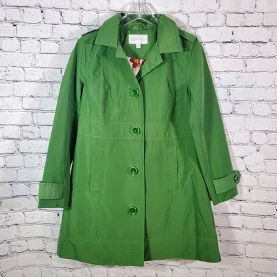Relativity Women's Lime Green Trench Coat Jacket Removable Hood Size S - Image 1 of 4
