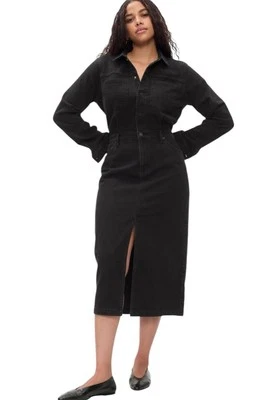 Gap Denim Midi Dress Size Small Tall Black 90s Grunge Punk Minimal Utility NWT - Image 1 of 4