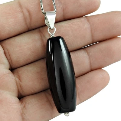 Pendente In Argento Sterling 925 Con Gemma Naturale Di Onice Per Ragazze - Immagine 1 di 4