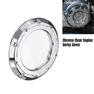 Cubierta Derby de motor transparente cromada para Harley Touring Street Glide Road King 16-23 - Imagen 1 de 9