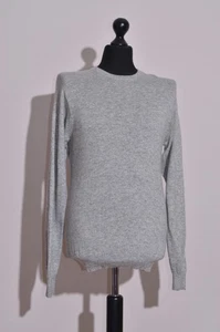 Men's Cashmere Sweater Jumper Grey Crew Neck Long Sleeve Size M - Picture 1 of 5