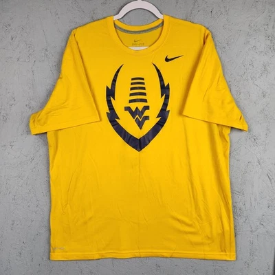 West Virginia Mountaineers Shirt Mens Large Gold NCAA Football Nike Dri Fit Logo - Image 1 of 4