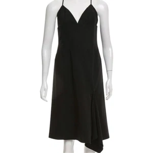 Narciso Rodriguez Wool Black Dress sz 10 asymmetric hem babydoll corset top 90's - Picture 1 of 11