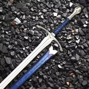 Espada de acero de fantasía forjada a mano | Mango envuelto en cuero azul | Réplica medieval - Imagen 1 de 18