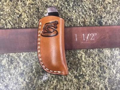 Leather Folding Pocket Knife Clip Sheath Mini Trapper Size (Sheath Only) - Image 1 of 4