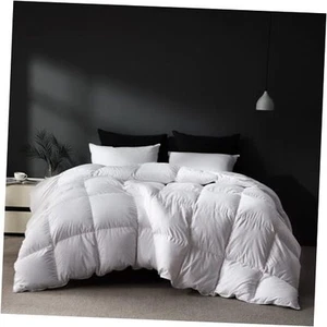 White Goose Feathers Down Fiber Comforter King Size, Premium All Season Duvet - Picture 1 of 7