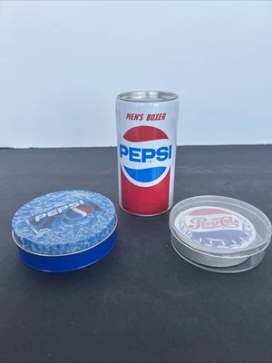 CALZONCILLOS BOXER PEPSI VINTAGE PARA HOMBRE en banco de monedas lata de refrescos, posavasos y baraja de cartas Foto 1 de 4