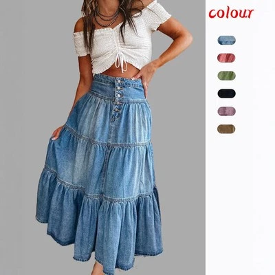 New A-line layered cake skirt denim skirt - Image 1 of 4