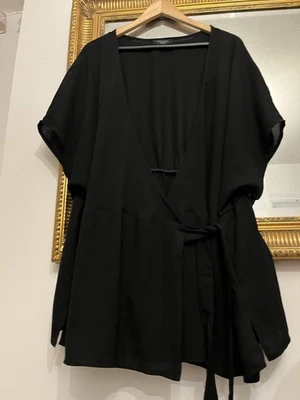 Size 26 New Look Black Wrap Around Long Top Blouse Shift Women’s Uk Plus Size - Image 1 of 4