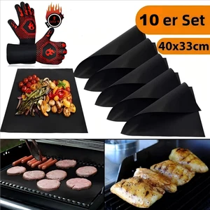 10x BBQ Grillmatten Grillunterlage Backmatte Antihaft für Gasgrill Holzkohle - Bild 1 von 28