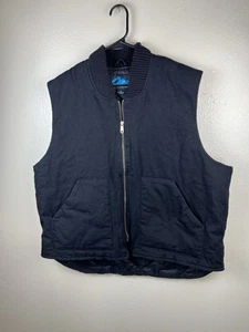 Vintage Tri-Mountain Canvas Work Vest Full Zip Black Mens XL - Picture 1 of 7