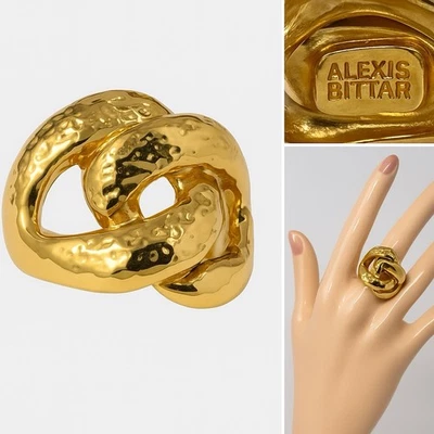 Alexis Bittar Sculptural Gold-Tone Molten Knot Ring Size 5.5 Statement Ring - Image 1 of 4