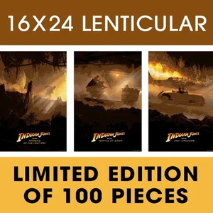 Indiana Jones Trilogy 3D Flip Lenticular Set EDITION OF 100! Phasenläufer 16x24" - Bild 1 von 5