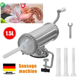 Wurstfüllmaschine Manuell 1.5L Wurstfüller Wurstspritze Wurstpresse +3 Füllrohre - Bild 1 von 18