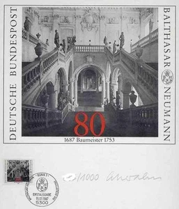 WÜRZBURGER RESIDENZ - Hermann SCHWAHN - Göppingen - SIGNIERT mit Orig.BRIEFMARKE - Picture 1 of 1