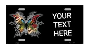 BUTTERFLY -ADD YOUR TEXT- METAL AUTO TAG LICENSE PLATE CUSTOM PERSONALIZED - Picture 1 of 1