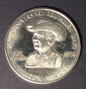 1976 Wilcox Arizona 25th Rex Allen Days US Bicentennial Token Medal - Bild 1 von 2