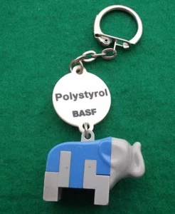 Vintage BASF German Chemical Company Polystyrol Elephant Keyring Key Ring - Picture 1 of 2
