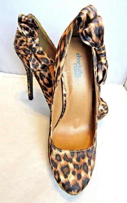 NEW Charlotte Russe Women's Size 8M Stelleto Heels Animal Print Side Bow - Image 1 of 4