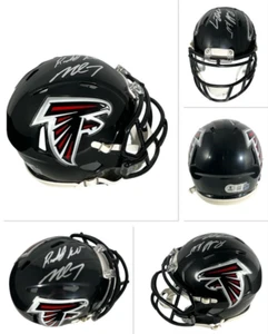 Roddy White & Michael Vick Dual Signed Falcons Mini Helmet Beckett BAS COA - Picture 1 of 6