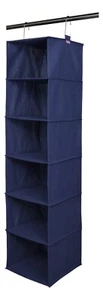 Space Logic 6-Shelf Hanging Organiser Navy 120x30x30cm For Wardrobe & Closet - Picture 1 of 6