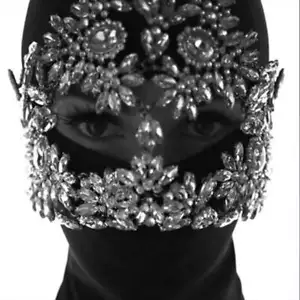 Crystal Face Masks for Women Rhinestone Masquerade Mask Halloween Mask Face Chai - Picture 1 of 8