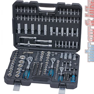 Juego de llaves de vaso de acero SW 1/4" 3/8" 1/2" 184 piezas caja de tuercas caja de crujido - Imagen 1 de 3