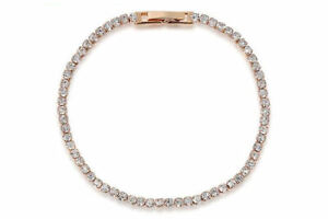 Rose Gold Plated White Made With Swarovski Crystals Tennis Chain Link Bracelet
