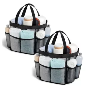 2 Pack Mesh Shower Caddy, Portable 8-Pocket Dorm Shower Bags with Large - Picture 1 of 8