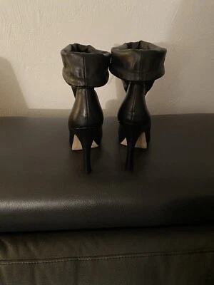 Leather Ankle Boots With Drawstring High Heels Dress Boots  - Image 1 of 4