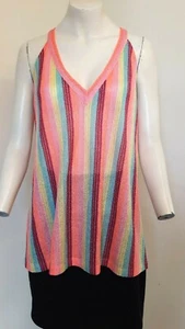 Fab Bright Multi-Coloured Striped Cut Away Camisole Top by Next ~ Size 20 ~ NEW! - Picture 1 of 5
