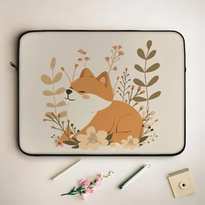 Shiba & Flowers Laptop Sleeve 13" 15", Cute Laptop Sleeve, Cute MacBook Sleeve - Bild 1 von 14