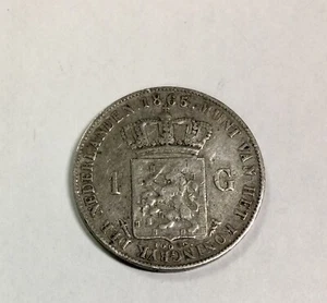 1865 Netherlands One Gulden KM#93 Nice Original Mid Grade Collector Coin  - Picture 1 of 3