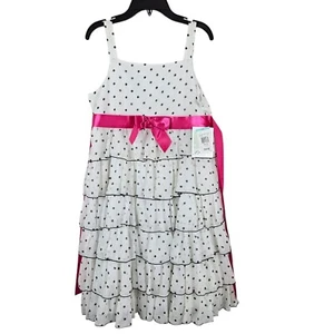 Bonnie Jean Girls Size 16 White & Black Polka Dot Ruffled Sleeveless Dress - Picture 1 of 6