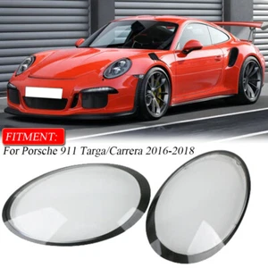 Left+Right Headlight Lamp shade  Lens Cover  For Porsche Targa/Carrera 2016-2018 - Picture 1 of 8