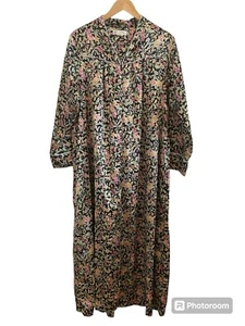 Christian Dior Womens Vintage Satin Floral House Dress Size Medium Zip Up - Picture 1 of 6