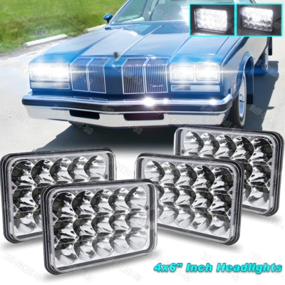 4PCS 4x6" LED Headlights Hi/Lo Beam DRL For 1976-1988 Oldsmobile Cutlass Supreme - Image 1 of 4