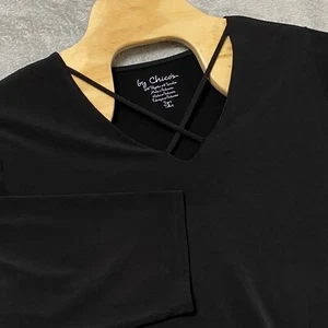 Blusa negra Chicos para mujer talla 3 cuello cruzado manga 3/4 fluida talla 3 - Imagen 1 de 7