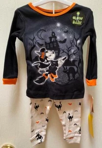 Halloween GIRLS Disney Minnie Mouse 2 pc. Pajamas Glow in Dark 12 Months NWT - Picture 1 of 4