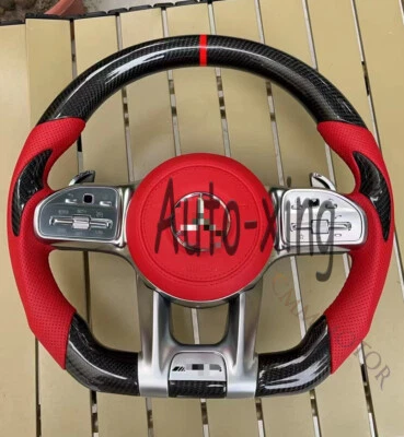 Volante deportivo de fibra de carbono para Mercedes-Benz AMG CLA W205 C300 E63s G63 Foto 1 de 4