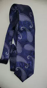 ERMENEGILDO ZEGNA SILK TIE ITALY-DARK BLUE-MED BLUE & WHITE PAISLEY-NWOT - Picture 1 of 9