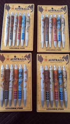 4 packets of 6 Australia animals map assorted designs souvenirs bulk biro pen - image 1 of 4