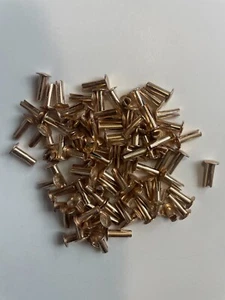 100~5/32 diameter / 31/64" long / 19/64" head diameter Brass Plated Split Rivets - Picture 1 of 1